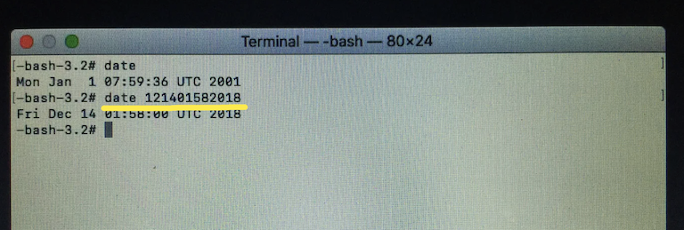 change system date high sierra