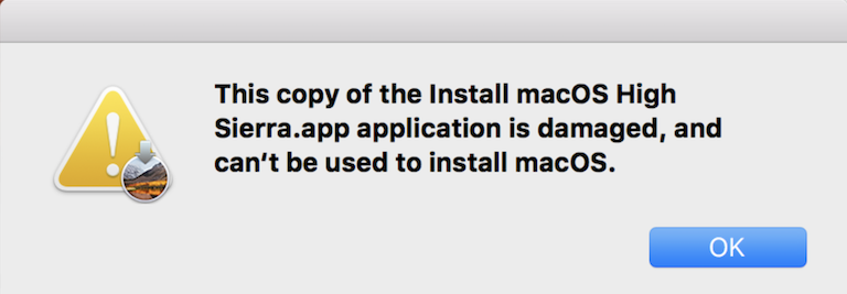 high sierra install app damaged