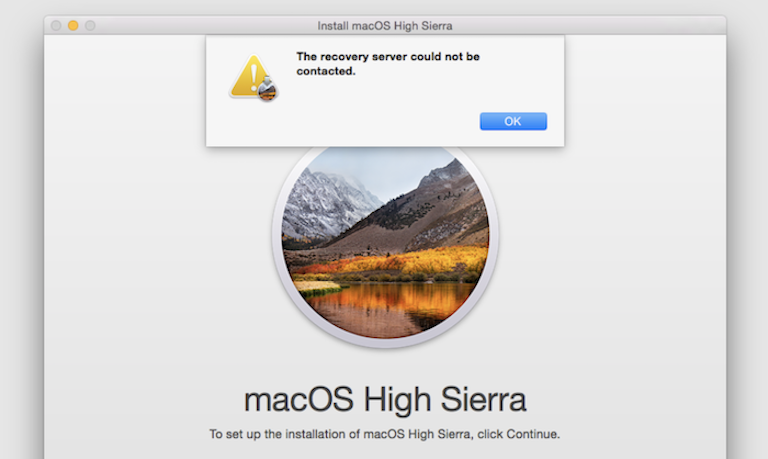 high sierra server not contacted