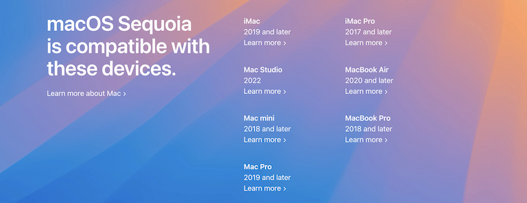 macos sequoia support devices