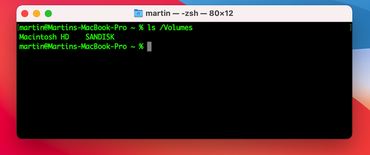 list volumes on mac
