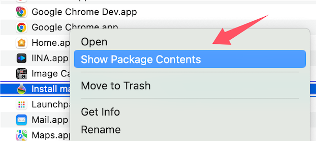 show package content mac